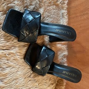 Black slide on heels